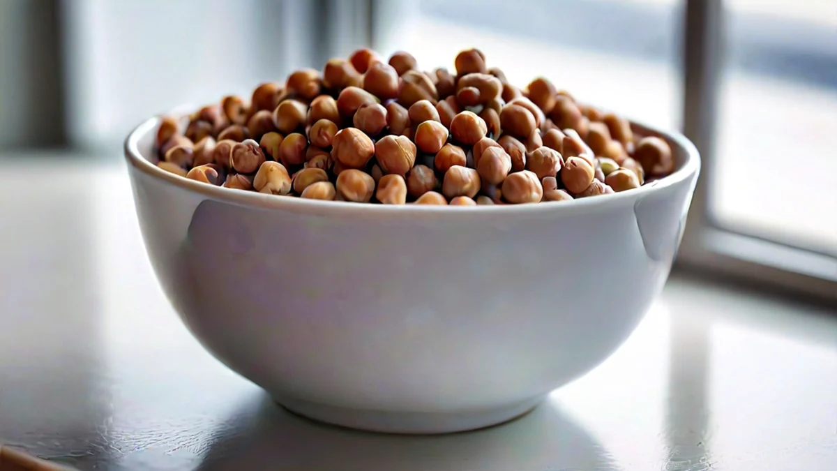 Un piatto con fagioli, verdure e cereali in una combinazione colorata.